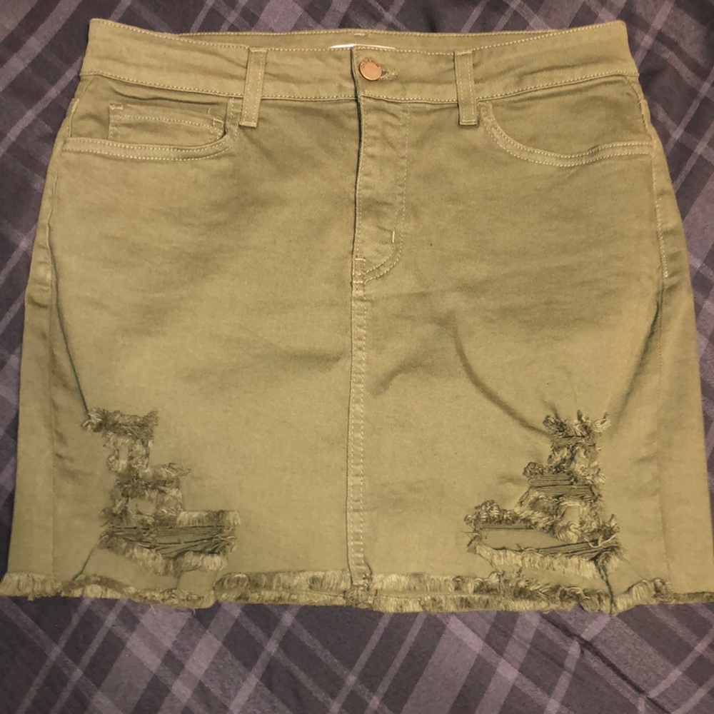 O2 denim olive green skirt